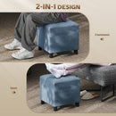 HOMCOM Small Ottoman with Side Pocket Living Room, Dark Blue
