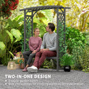 Outsunny Arch Pergola Garden Bench, Wooden Garden Arbour with Seat, Grey