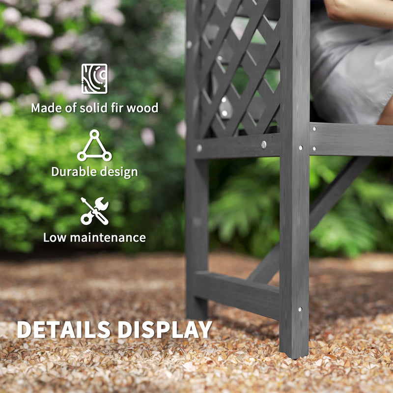Outsunny Arch Pergola Garden Bench, Wooden Garden Arbour with Seat, Grey