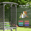 Outsunny Arch Pergola Garden Bench, Wooden Garden Arbour with Seat, Grey