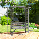Outsunny Arch Pergola Garden Bench, Wooden Garden Arbour with Seat, Grey
