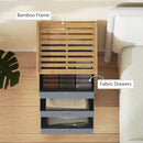 HOMCOM Chest of Drawers, 3 Drawers Dresser with Bamboo Frame, Light Grey