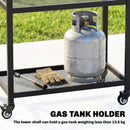 Outsunny Outdoor Grill Cart, Pizza Oven Stand with Adjustable Shelf, Hooks