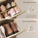 HOMCOM Boho Narrow Shoe Cabinet, Shoe Rack with 2 Flip Drawers, Oak