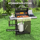 Outsunny 4+1 Burner Gas BBQ Grill with Clear View Lid, Thermometer, Black