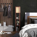 HOMCOM Modern Floor Lamp Light With 3 Shelves Fabric Lampshade