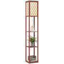 HOMCOM Modern Floor Lamp Light With 3 Shelves Fabric Lampshade