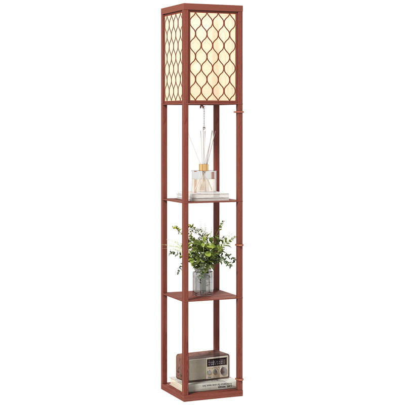HOMCOM Modern Floor Lamp Light With 3 Shelves Fabric Lampshade