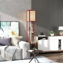 HOMCOM Modern Floor Lamp Light With 3 Shelves Fabric Lampshade