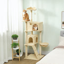 PawHut Cat Tree Tower With Sisal Scratching Posts, Condos, Beige