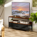 HOMCOM TV Cabinet, TV Console Unit With 3 Foldable Linen Drawers