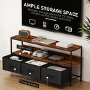 HOMCOM TV Cabinet, TV Console Unit With 3 Foldable Linen Drawers