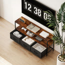 HOMCOM TV Cabinet, TV Console Unit With 3 Foldable Linen Drawers
