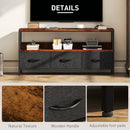 HOMCOM TV Cabinet, TV Console Unit With 3 Foldable Linen Drawers