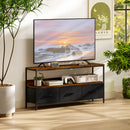 HOMCOM TV Cabinet, TV Console Unit With 3 Foldable Linen Drawers