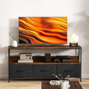 HOMCOM TV Cabinet, TV Console Unit With 3 Foldable Linen Drawers