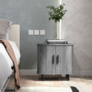 HOMCOM Nightstand with Sliding Doors and Metal Legs for Bedroom