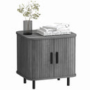 HOMCOM Nightstand with Sliding Doors and Metal Legs for Bedroom