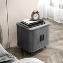 HOMCOM Nightstand with Sliding Doors and Metal Legs for Bedroom
