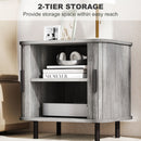 HOMCOM Nightstand with Sliding Doors and Metal Legs for Bedroom