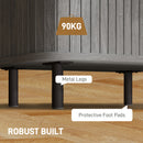 HOMCOM Nightstand with Sliding Doors and Metal Legs for Bedroom