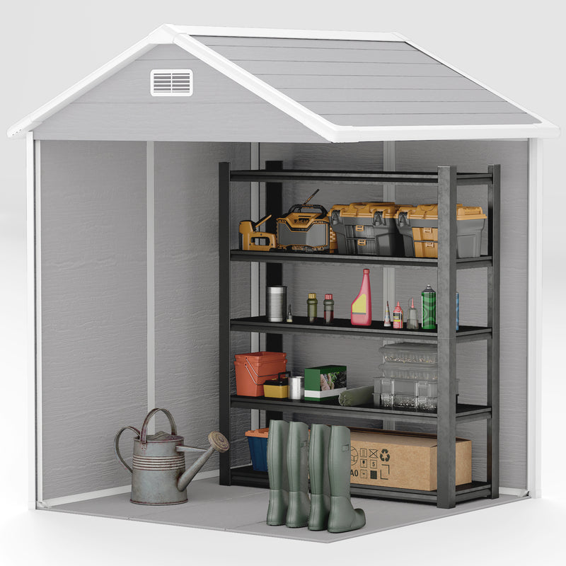 Outsunny 6 X 5ft Resin Garden Shed With Floor And Window, Grey