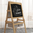 AIYAPLAY 3 In 1 Kids Easel With Paper Roll, Storage Baskets - Natural