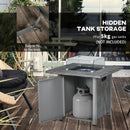 Outsunny Gas Fire Pit Table with 40,000 BTU Burner, Cover, Glass Screen, Grey