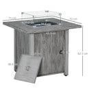 Outsunny Gas Fire Pit Table with 40,000 BTU Burner, Cover, Glass Screen, Grey