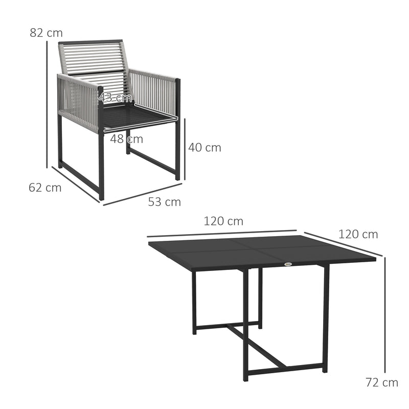 Outsunny 5 Pieces Patio Dining Set with Foldable Back, Light Grey