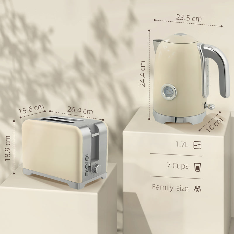 HOMCOM Kettle and Toaster Set with Temperature Gauge, Crumb Tray