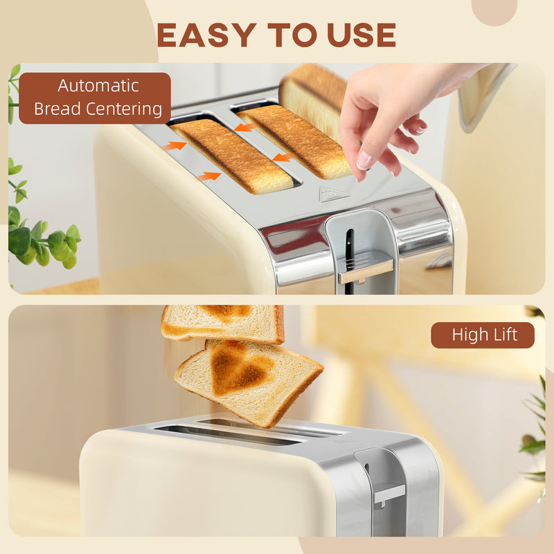 HOMCOM Kettle and Toaster Set with Temperature Gauge, Crumb Tray