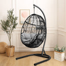 Swinging Egg Chair with Stand and Ultraviolet-Resistant Seat Cushion