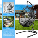 Swinging Egg Chair with Stand and Ultraviolet-Resistant Seat Cushion