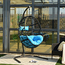 Swinging Egg Chair with Stand and Ultraviolet-Resistant Seat Cushion