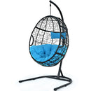 Swinging Egg Chair with Stand and Ultraviolet-Resistant Seat Cushion