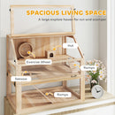 PawHut Wooden Hamster Cage W/ Detachable Bottom, Hut, Seesaw, Natural