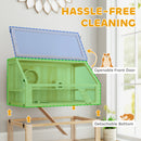PawHut Wooden Hamster Cage W/ Detachable Bottom, Hut, Seesaw, Natural