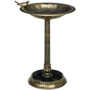 Outsunny 72cm Tall Bird Bath With Bird Decoration For Garden, Bronze Tone
