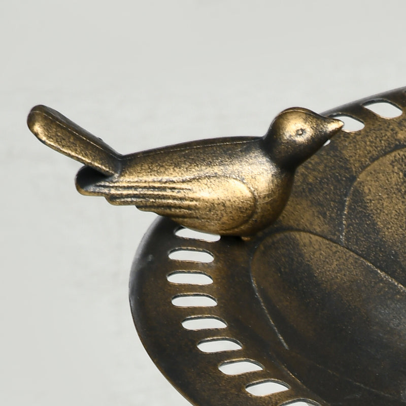 Outsunny 72cm Tall Bird Bath with Bird Decoration for Garden, Bronze Tone