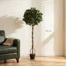 Outsunny Realistic Lush Topiary Ball Tree with Twisted Trunk, Green