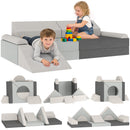 AIYAPLAY Kids Play Sofa, 12 Pieces Foam Modular Convertible Sofa, Grey