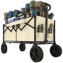 Outsunny 95L Foldable Festival Trolley On Wheels, Khaki