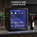 HOMCOM 12 Bottle Wine Cooler, 4-16°C Under Counter Drinks Beer Wine Fridge