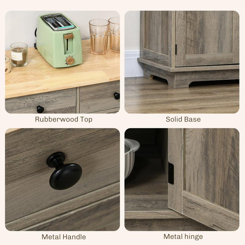 HOMCOM Sideboard Buffet Cabinet with Storage Cabinets and Drawers Grey
