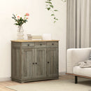 HOMCOM Sideboard Buffet Cabinet with Storage Cabinets and Drawers Grey
