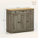 HOMCOM Sideboard Buffet Cabinet with Storage Cabinets and Drawers Grey