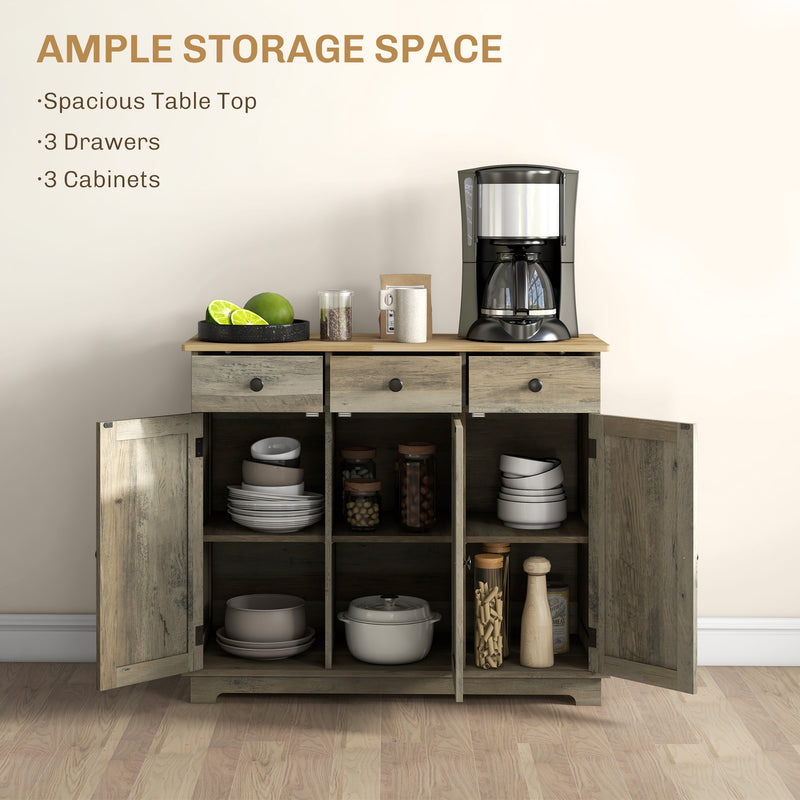 HOMCOM Sideboard Buffet Cabinet with Storage Cabinets and Drawers Grey