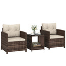 Outsunny Rattan Garden Furniture Bistro Set with Cushion, Mixed Brown