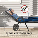 Outsunny Folding Sun Lounger w/ Wheels, 5-Position Adjustable Sunbed, Grey